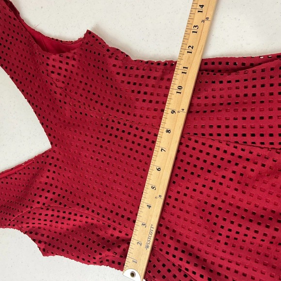 Saks Fifth Avenue‎ Women's Women's Eyelet Tank Dress Sleeveless Red Size S - Picture 9 of 12